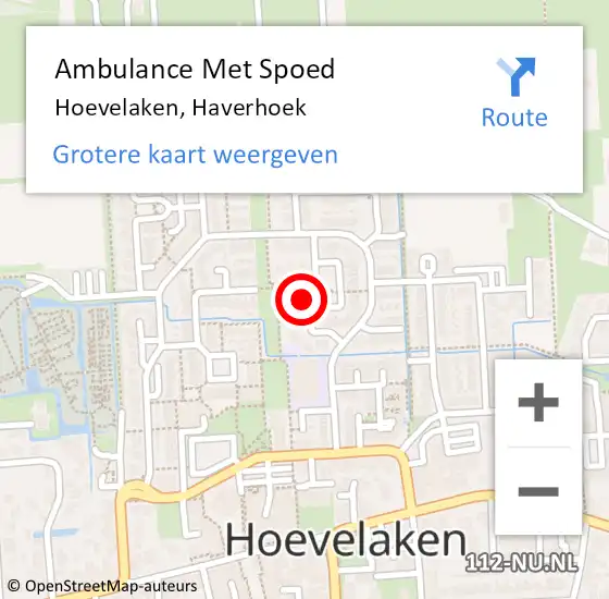 Locatie op kaart van de 112 melding: Ambulance Met Spoed Naar Hoevelaken, Haverhoek op 22 november 2021 05:37