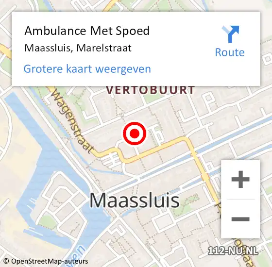 Locatie op kaart van de 112 melding: Ambulance Met Spoed Naar Maassluis, Marelstraat op 22 november 2021 05:51