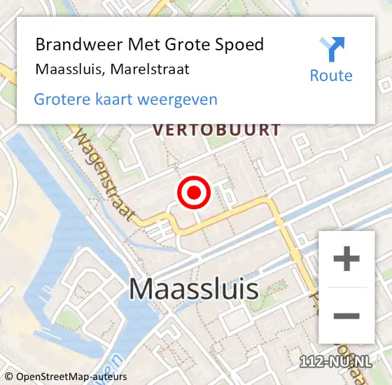 Locatie op kaart van de 112 melding: Brandweer Met Grote Spoed Naar Maassluis, Marelstraat op 22 november 2021 05:52