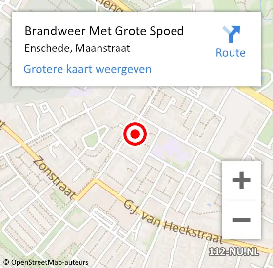 Locatie op kaart van de 112 melding: Brandweer Met Grote Spoed Naar Enschede, Maanstraat op 22 november 2021 06:16