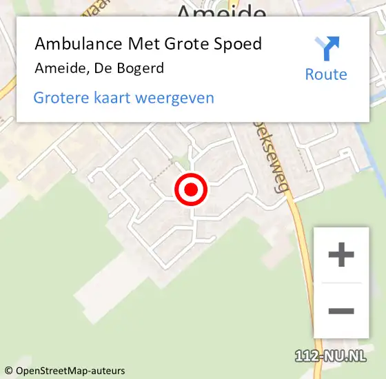 Locatie op kaart van de 112 melding: Ambulance Met Grote Spoed Naar Ameide, De Bogerd op 22 november 2021 06:27