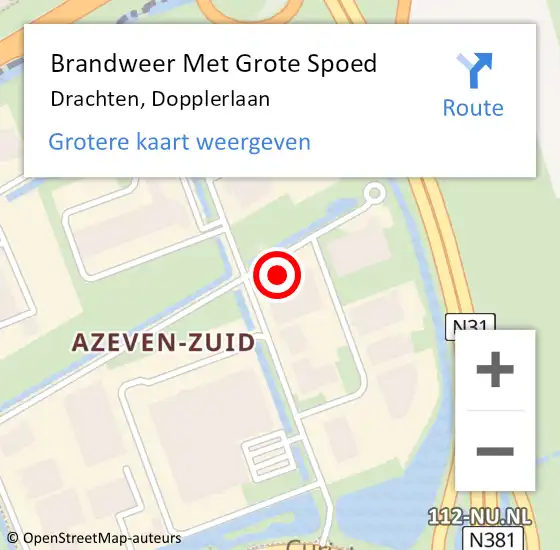 Locatie op kaart van de 112 melding: Brandweer Met Grote Spoed Naar Drachten, Dopplerlaan op 22 november 2021 06:53