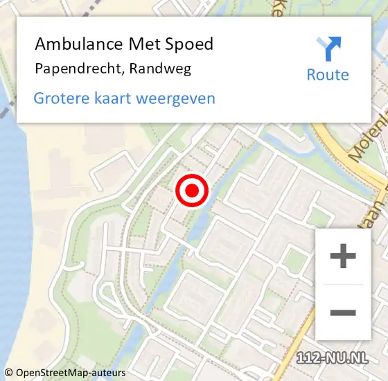 Locatie op kaart van de 112 melding: Ambulance Met Spoed Naar Papendrecht, Randweg op 22 november 2021 07:09