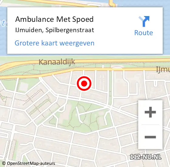 Locatie op kaart van de 112 melding: Ambulance Met Spoed Naar IJmuiden, Spilbergenstraat op 22 november 2021 07:11