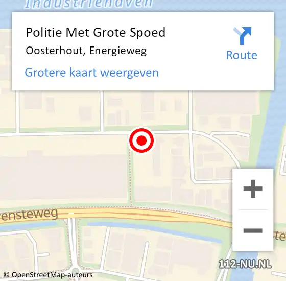 Locatie op kaart van de 112 melding: Politie Met Grote Spoed Naar Oosterhout, Energieweg op 22 november 2021 07:26