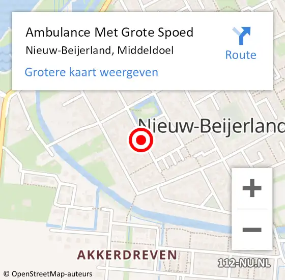 Locatie op kaart van de 112 melding: Ambulance Met Grote Spoed Naar Nieuw-Beijerland, Middeldoel op 22 november 2021 07:32