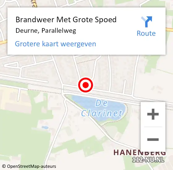 Locatie op kaart van de 112 melding: Brandweer Met Grote Spoed Naar Deurne, Parallelweg op 22 november 2021 08:10