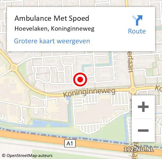 Locatie op kaart van de 112 melding: Ambulance Met Spoed Naar Hoevelaken, Koninginneweg op 22 november 2021 08:14