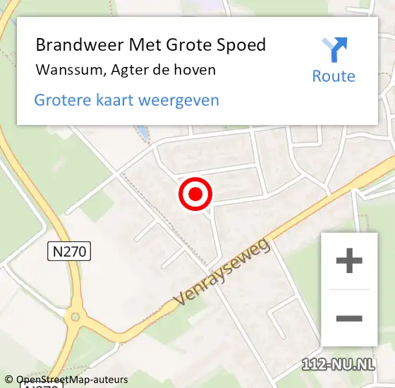 Locatie op kaart van de 112 melding: Brandweer Met Grote Spoed Naar Wanssum, Agter de hoven op 22 november 2021 08:28