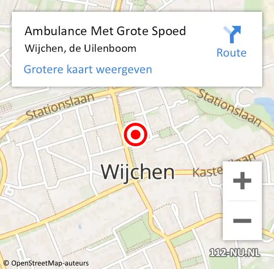 Locatie op kaart van de 112 melding: Ambulance Met Grote Spoed Naar Wijchen, de Uilenboom op 22 november 2021 08:36