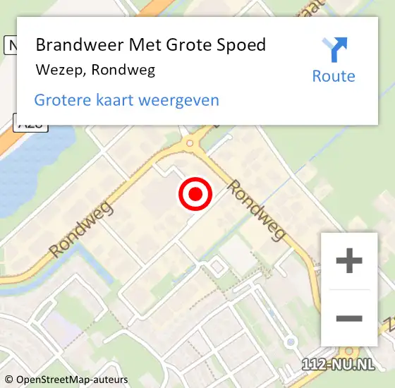 Locatie op kaart van de 112 melding: Brandweer Met Grote Spoed Naar Wezep, Rondweg op 22 november 2021 08:53