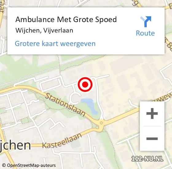 Locatie op kaart van de 112 melding: Ambulance Met Grote Spoed Naar Wijchen, Vijverlaan op 22 november 2021 08:54