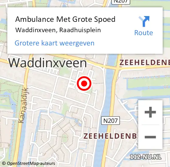 Locatie op kaart van de 112 melding: Ambulance Met Grote Spoed Naar Waddinxveen, Raadhuisplein op 22 november 2021 09:06