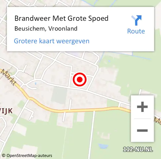 Locatie op kaart van de 112 melding: Brandweer Met Grote Spoed Naar Beusichem, Vroonland op 22 november 2021 09:07