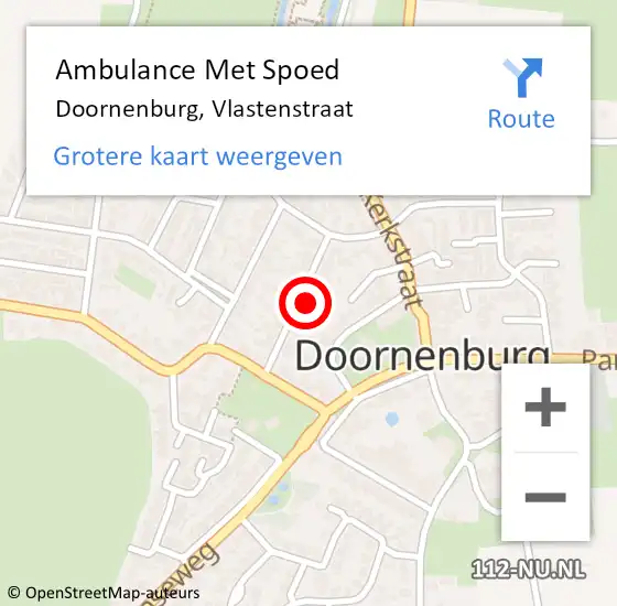Locatie op kaart van de 112 melding: Ambulance Met Spoed Naar Doornenburg, Vlastenstraat op 22 november 2021 09:07