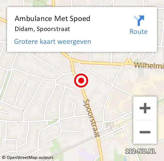 Locatie op kaart van de 112 melding: Ambulance Met Spoed Naar Didam, Spoorstraat op 22 november 2021 09:25