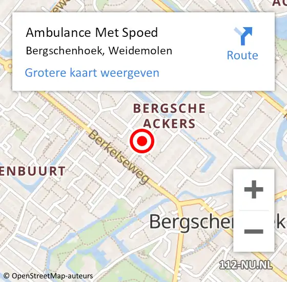 Locatie op kaart van de 112 melding: Ambulance Met Spoed Naar Bergschenhoek, Weidemolen op 22 november 2021 10:08