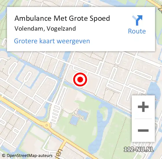 Locatie op kaart van de 112 melding: Ambulance Met Grote Spoed Naar Volendam, Vogelzand op 22 november 2021 10:11