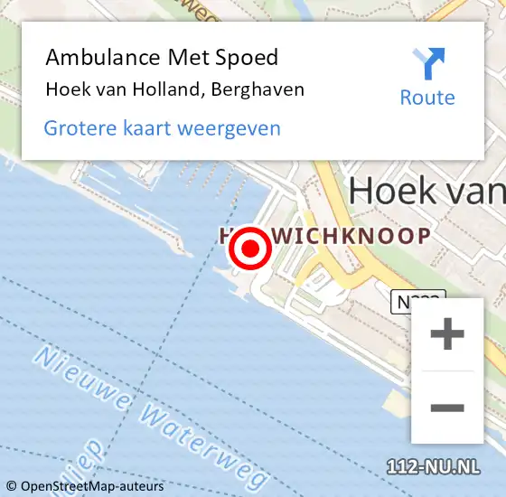 Locatie op kaart van de 112 melding: Ambulance Met Spoed Naar Hoek van Holland, Berghaven op 22 november 2021 10:19