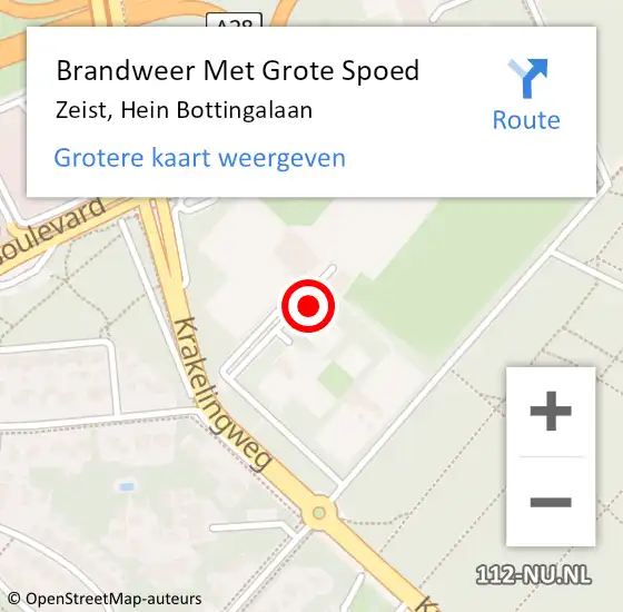 Locatie op kaart van de 112 melding: Brandweer Met Grote Spoed Naar Zeist, Hein Bottingalaan op 22 november 2021 10:30