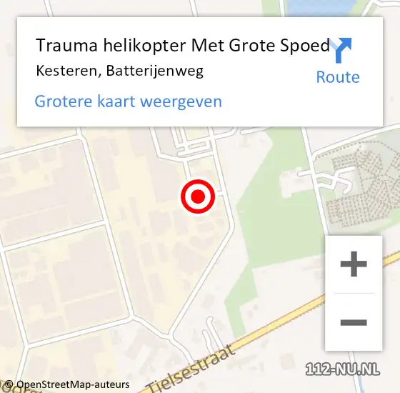 Locatie op kaart van de 112 melding: Trauma helikopter Met Grote Spoed Naar Kesteren, Batterijenweg op 22 november 2021 11:08