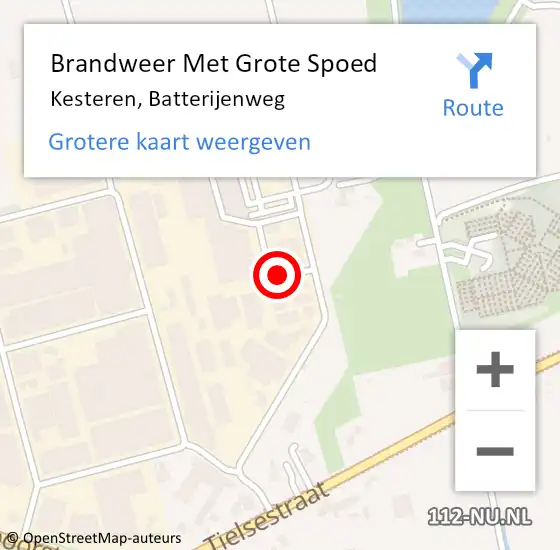 Locatie op kaart van de 112 melding: Brandweer Met Grote Spoed Naar Kesteren, Batterijenweg op 22 november 2021 11:14