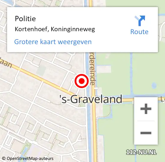 Locatie op kaart van de 112 melding: Politie Kortenhoef, Koninginneweg op 22 november 2021 11:34