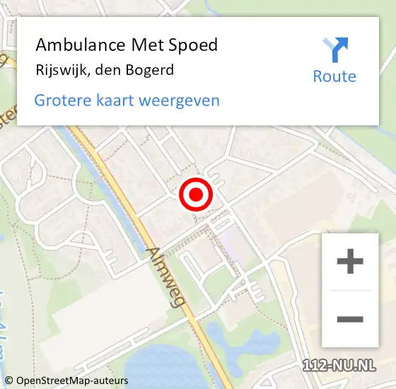 Locatie op kaart van de 112 melding: Ambulance Met Spoed Naar Rijswijk, den Bogerd op 22 november 2021 11:35