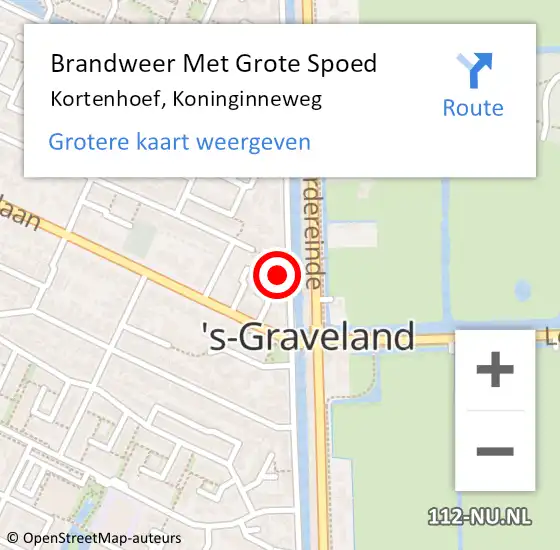 Locatie op kaart van de 112 melding: Brandweer Met Grote Spoed Naar Kortenhoef, Koninginneweg op 22 november 2021 11:36