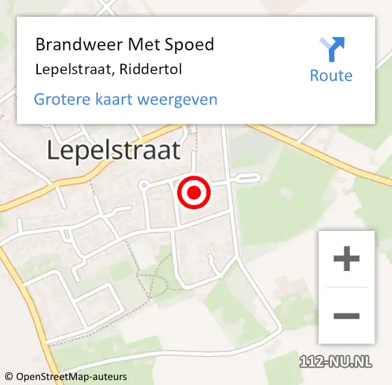 Locatie op kaart van de 112 melding: Brandweer Met Spoed Naar Lepelstraat, Riddertol op 22 november 2021 12:04