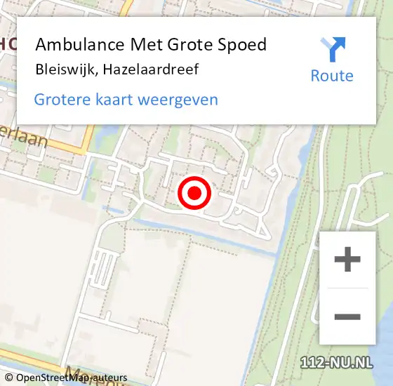 Locatie op kaart van de 112 melding: Ambulance Met Grote Spoed Naar Bleiswijk, Hazelaardreef op 22 november 2021 12:05