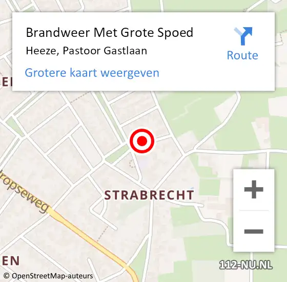 Locatie op kaart van de 112 melding: Brandweer Met Grote Spoed Naar Heeze, Pastoor Gastlaan op 22 november 2021 12:34