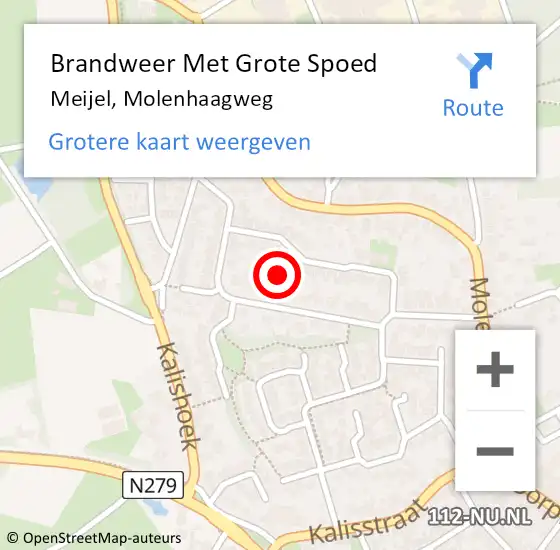 Locatie op kaart van de 112 melding: Brandweer Met Grote Spoed Naar Meijel, Molenhaagweg op 22 november 2021 12:34