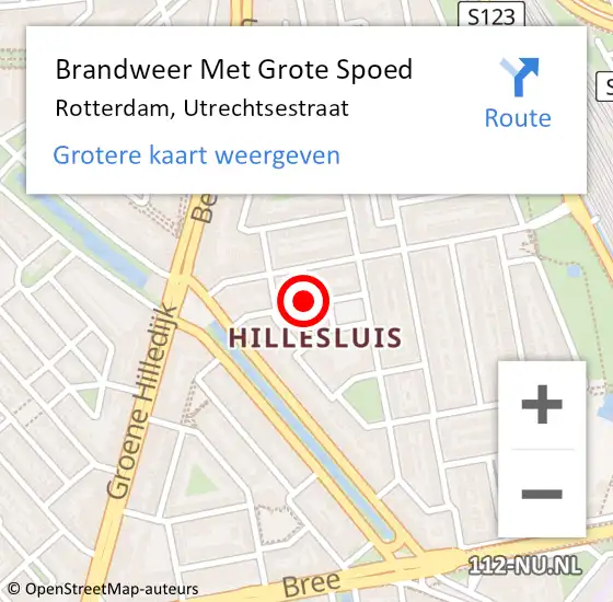 Locatie op kaart van de 112 melding: Brandweer Met Grote Spoed Naar Rotterdam, Utrechtsestraat op 22 november 2021 12:47