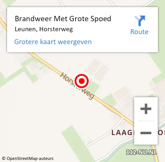 Locatie op kaart van de 112 melding: Brandweer Met Grote Spoed Naar Leunen, Horsterweg op 22 november 2021 12:53