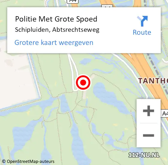 Locatie op kaart van de 112 melding: Politie Met Grote Spoed Naar Schipluiden, Abtsrechtseweg op 22 november 2021 13:16