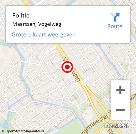 Locatie op kaart van de 112 melding: Politie Maarssen, Vogelweg op 22 november 2021 13:23
