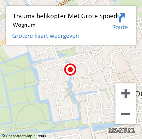 Locatie op kaart van de 112 melding: Trauma helikopter Met Grote Spoed Naar Wognum op 22 november 2021 13:31