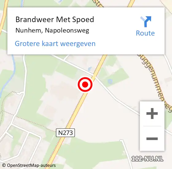 Locatie op kaart van de 112 melding: Brandweer Met Spoed Naar Nunhem, Napoleonsweg op 22 november 2021 13:36
