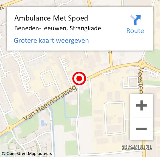 Locatie op kaart van de 112 melding: Ambulance Met Spoed Naar Beneden-Leeuwen, Strangkade op 22 november 2021 13:42