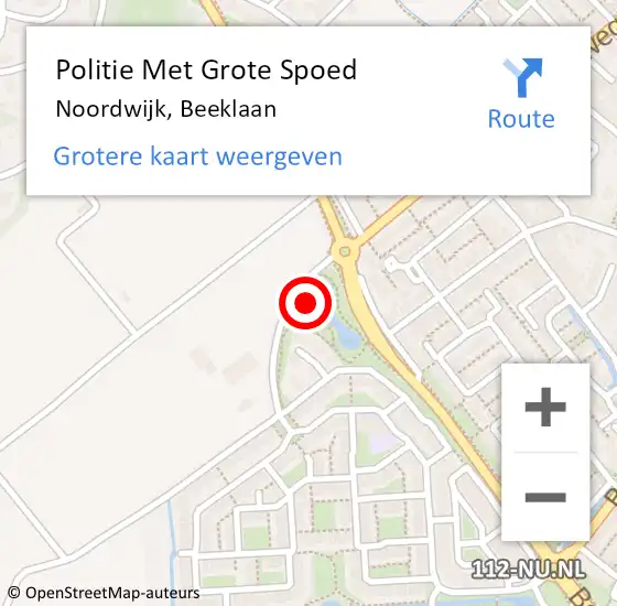 Locatie op kaart van de 112 melding: Politie Met Grote Spoed Naar Noordwijk, Beeklaan op 22 november 2021 13:56