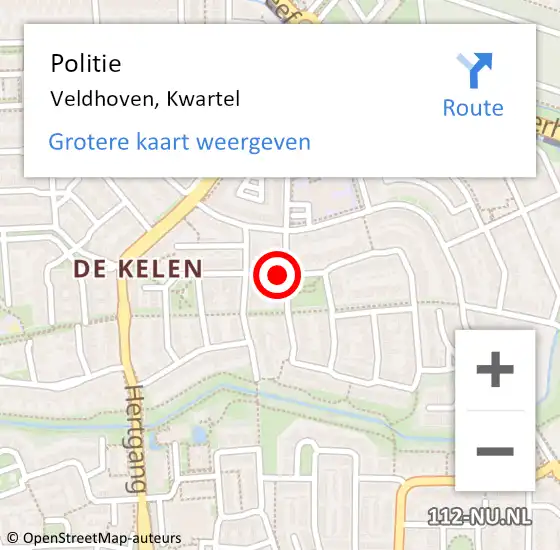 Locatie op kaart van de 112 melding: Politie Veldhoven, Kwartel op 22 november 2021 14:04