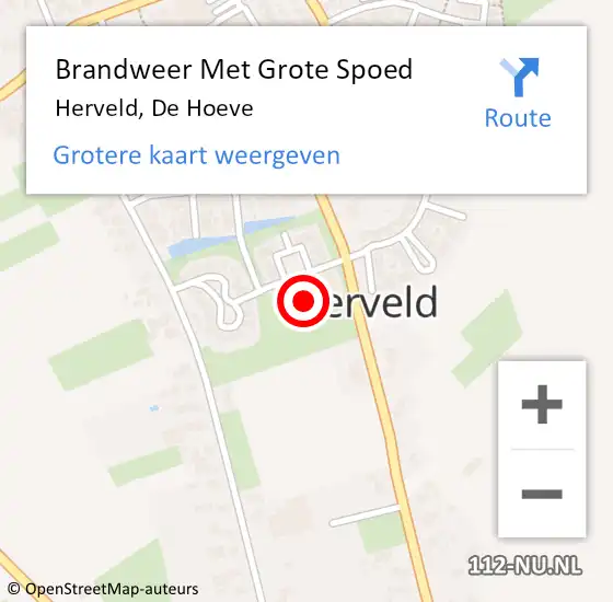 Locatie op kaart van de 112 melding: Brandweer Met Grote Spoed Naar Herveld, De Hoeve op 22 november 2021 14:13