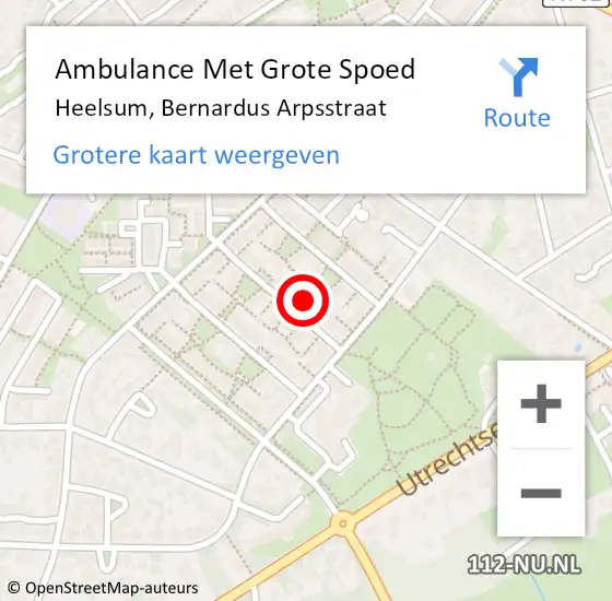 Locatie op kaart van de 112 melding: Ambulance Met Grote Spoed Naar Heelsum, Bernardus Arpsstraat op 22 november 2021 14:14