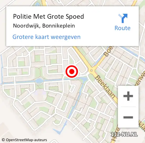 Locatie op kaart van de 112 melding: Politie Met Grote Spoed Naar Noordwijk, Bonnikeplein op 22 november 2021 14:42