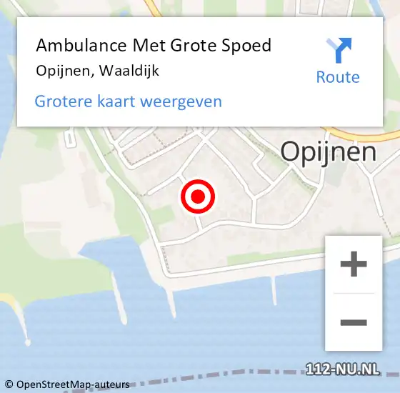 Locatie op kaart van de 112 melding: Ambulance Met Grote Spoed Naar Opijnen, Waaldijk op 22 november 2021 15:09