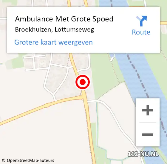 Locatie op kaart van de 112 melding: Ambulance Met Grote Spoed Naar Broekhuizen, Lottumseweg op 30 juni 2014 09:03
