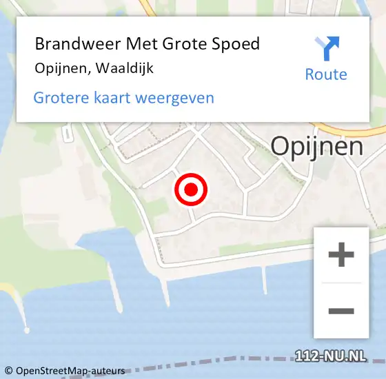 Locatie op kaart van de 112 melding: Brandweer Met Grote Spoed Naar Opijnen, Waaldijk op 22 november 2021 15:14