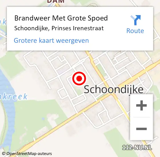 Locatie op kaart van de 112 melding: Brandweer Met Grote Spoed Naar Schoondijke, Prinses Irenestraat op 22 november 2021 15:15