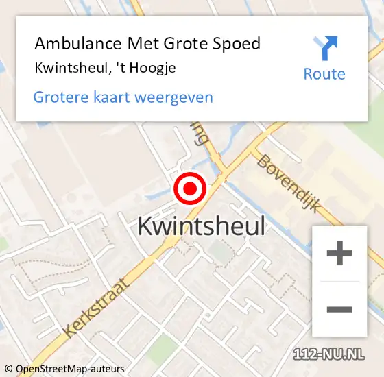 Locatie op kaart van de 112 melding: Ambulance Met Grote Spoed Naar Kwintsheul, 't Hoogje op 22 november 2021 15:32